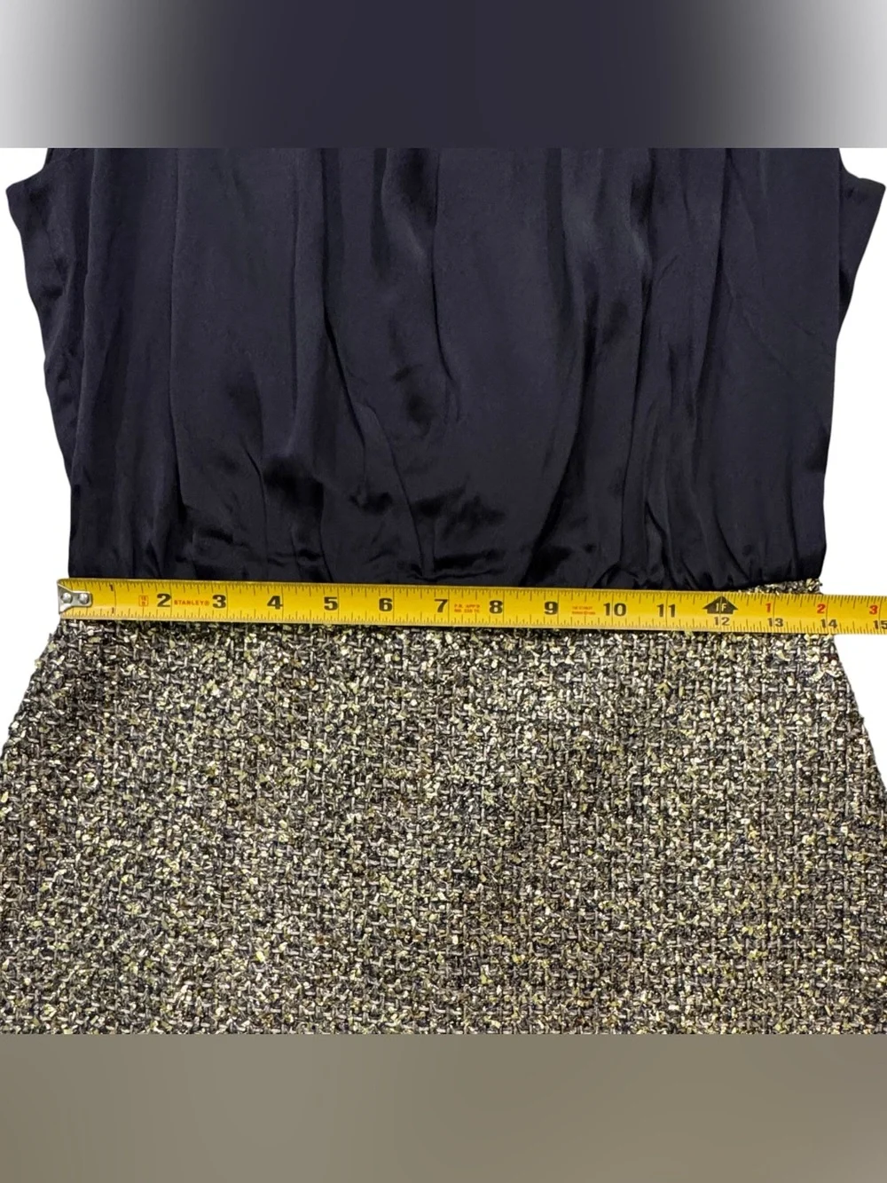 NWT! Amanda Uprichard Silk & Tweed Brantley Mini Dress – Black/Gold – Size Small - Picture 9 of 10